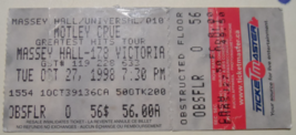 Motley Crue 1998 Original Ticket Stub Toronto Tommy Lee  Massey Hall Floor VG+  - £11.80 GBP