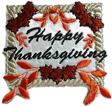Custom and Unique Happy Thanksgiving[ Happy Thanksgiving]Embroidered Iron on/Sew - £10.22 GBP