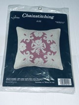 14&quot; Pillow Kit Needle Magic Dusty Rose Chainstitching 2102K Complete Yar... - £12.68 GBP
