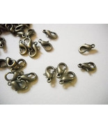 12 Lobster Clasps Antique Bronze Tone Parrot Fasteners Findings 10mm - $3.95