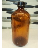 UPJOHN-13.5&quot; 1950&#39;s - Mid-Century Large Amber Glass Pharmacy Bottle - $19.05
