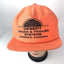 Vtg 90s Neon Orange Snapback Hat Desert Truck &amp;Trailer Phoenix AZ USA Made RCC - £14.23 GBP