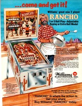 Rancho Pinball Machine Flyer 1977 Original Retro Game Artwork Western Ranch - £24.97 GBP