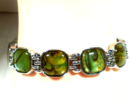 Vintage Silver Color and Dichroic Art Glass 7&quot; Link Bracelet - $37.99