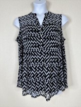 NWT Cocomo Womens Plus Size 2X Blk/Wht Mosaic Mesh V-neck Blouse Sleeveless - $26.99