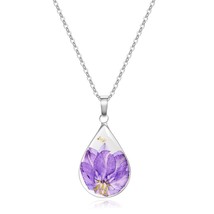 Silver Necklace for Women Birth Flower Necklace Purple Swallowwort July Month Re - £29.44 GBP