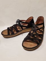 Naot Sandals Womens 39 US 8 Yarrow Strappy Black Suede Lace Up Open Toe Wedge - £50.55 GBP