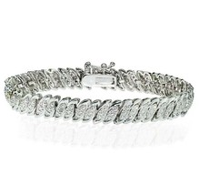 0.75CT Round Moissanite Marquise Link Tennis Bracelet 14K White Gold Plated 7.5&quot; - £145.67 GBP