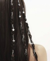 10 piece silver hair rings with star charms - holiday jewellery - $12.52