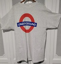 Vintage Graphic T-Shirt 1990s Official London Underground Gray Tee XLUK - £10.68 GBP