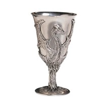 Medieval European Dragon Pewter Drinking Goblet Cup Replica Reproduction - £86.25 GBP