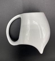 Coffee cups x 2 white porcelain, large loop handle, 2 feet. Italian? - £15.96 GBP