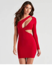 Sweet Stunner One Shoulder Dress Size Small Red Reg.Price $35 - £11.73 GBP
