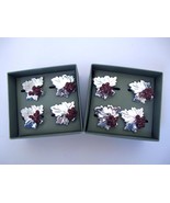 2 Box Sets Seasons of Cannon Falls Silver Grape Leaf Red Berries 8 Napki... - $24.00