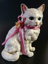 Lefton White Persian Cat Figurine Blue Eyes Free Shipping - £19.24 GBP
