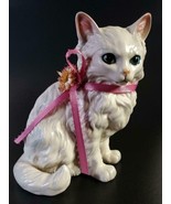 Lefton White Persian Cat Figurine Blue Eyes FREE SHIPPING - £19.35 GBP