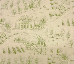 Vintage Kravet Monticello Toile Sage Green Beige Exclusive Fabric By Yard 53.5&quot;W - £48.06 GBP