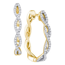10kt Yellow Gold Womens Round Diamond Twist Hoop Earrings 1/2 Cttw - £580.70 GBP