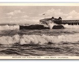Breakers and Pleasure Pier Long Beach California CA UNP WB Postcard Z9 - $4.90