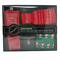 Bespoke Holiday Santa Box Tailored Menswear Flask 5 Piece Christmas Set - £11.65 GBP