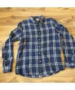 FAHERTY Blue and White Long Sleeve Plaid 100% Linen Shirt Size M - $27.72