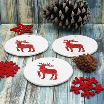 1Pc Handmade Ceramic Reindeer Ornaments For Wall Decor, Christmas Tree O... - £24.02 GBP