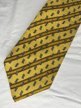 Vintage Jos A Bank Tie Blue Gold Pattern All Silk USA Made - $186.24 MXN