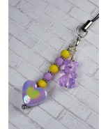 Gummy Bear Heart Handmade Cell Phone Charm Lanyard Strap Purple Yellow New - $244.42 MXN
