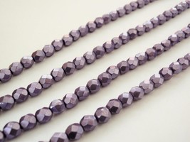 25 6 mm Czech Glass Firepolish Beads: Saturated Metallic - Crocus Petal - £1.91 GBP