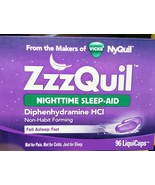 ZzzQuil Nighttime Sleep-Aid Vicks NyQuil BIG 96 ct LiquiCaps Box- EXP  1... - $27.46