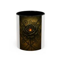 Chained to the Flame Coffee Mug Steampunk Black Rose Gears Fire 11oz 15oz - $18.79+