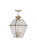 Livex 3 Light Outdoor Hanging Lantern in Antique Brass - $571.71