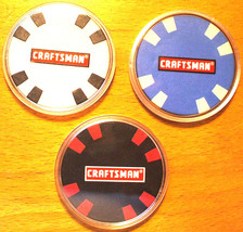 (3) Sears Craftsman Poker Chip Golf Ball Markers - Sample Set - £15.80 GBP