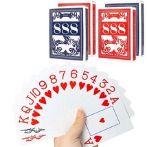 4Pcs Plastic Playing Cards Jumbo Index Fits Bridge Poker, Go Fish, Poker, Blackj - £26.66 GBP