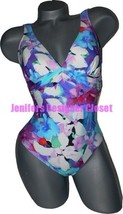 NWT GOTTEX designer swimsuit 6 floral v-neck slimming tank draped maillo... - £61.25 GBP