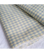 2.78yds Pale Yellow &amp; Gray-Blue Gingham Gabardine Fabric - 57&quot;W + FREE L... - $35.00