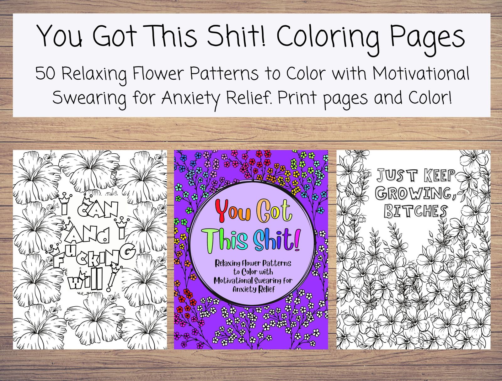 You Got This Shit! Relaxing Flower Patterns to Color with Motivational S... - $3.00