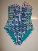 Tommy Bahama Zip Front Bandeau One-Piece Swimsuit Multicolor 6 8 16  - £43.01 GBP