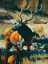 The Protector by Terry Lee Bull Elk Wildlife Canvas Giclee L/E Print 40x30 - £390.51 GBP
