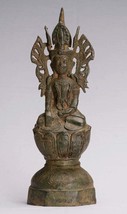 Antique Burmese Style Bronze Shan Enlightenment Seated Buddha Statue - 35cm/14&quot; - £468.12 GBP