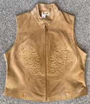 Coldwater Creek Genuine Embossed Suede Tan Leather Vest Western Women’s ... - €16,00 EUR