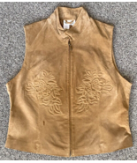 Coldwater Creek Genuine Embossed Suede Tan Leather Vest Western Women’s ... - €16,00 EUR