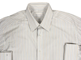 NEW $455 Ermenegildo Zegna French Cuff Dress Shirt! US 16 e 41  White Blue Tan - $134.99