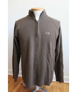 North Face L Brown 1/4 Zip Mock Neck Sweater Cotton Acrylic Wool - £20.78 GBP