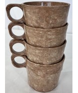 Melamine Devine Foods Mug Set 60s Vintage Brown Stacking Cups Speckled M... - £14.56 GBP