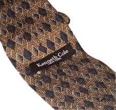 Kenneth Cole Blue/beige Geometric Necktie Men&#39;s Tie New York All Silk - £7.22 GBP