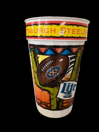 Vtg Miller Lite Cup Dallas Cowboys Pittsburgh Steelers Super Bowl XXX 30 1996 - $37.22