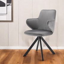 Gray And Black Upholstered Velvet Dining Arm Chair - $256.49
