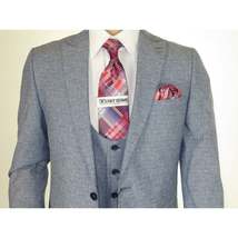 Men 3pc European Vested Suit WESSI  JVALINTIN Slim Fit JV22 Sky Blue One Button image 4