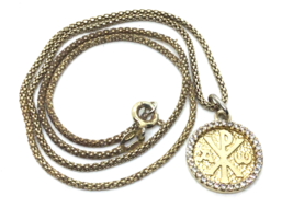 Gilt Sterling Medal of Peace Our Lady of Scapular Religious 16“ Cable Link Chain - £43.81 GBP